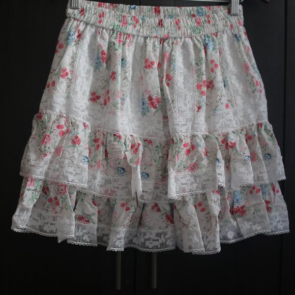 NWT Lace Floral Ruffle Vintage Victorian Mini Skirt. - Picture 4 of 11